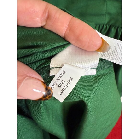 J. Crew Factory Scallop-trim button-front midi dress in fern canyon green sz 6 - Picture 14 of 16
